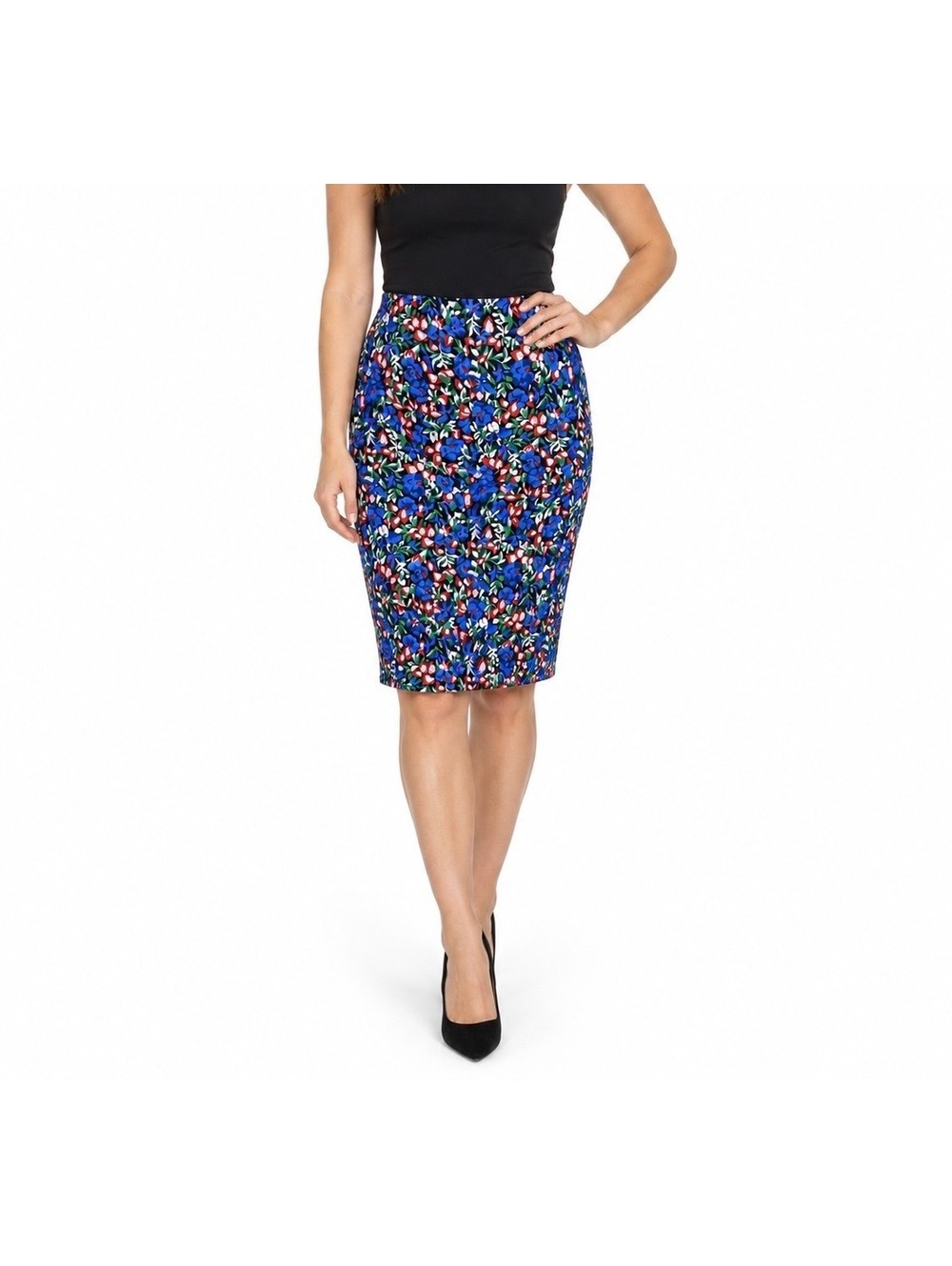 DVF Diane von Furstenberg Kara Floral Pencil Skirt Blue Red Green Midi Size 8